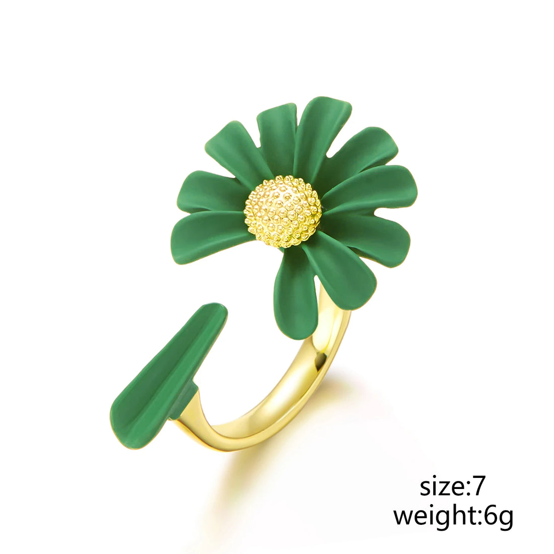 Daisy Opening Rings for Women Elegant Simple Colorful Flower Adjustable Rings Engagement Wedding Finger Jewelry Gift