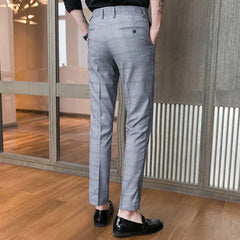 Slim Fit Social Man Suits Pants Tailoring Business Tressed Elastic Stretch Trousers for Men Dress Chinese Homme Summer 2024 Up