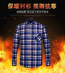 2024 Men's Winter Warm Long Sleeve Plaid Shirts Flannel Fur Lined Thick Formal Shirts Fleece Casual Shirt for Men Dress Shirts