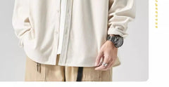 Fashionable and Comfortable Men's Loose Casual Shirt with Thick Long-Sleeve Corduroy, Versatile Top