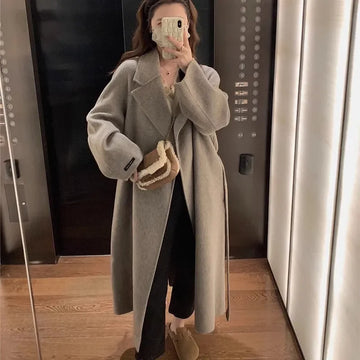 Casual Woolen Windbreakers Women's Overcoat 2025 Autumn Winter New Korean Loose Medium Long Double-sided Woolen Trenchcoat Coat
