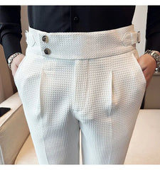 High Waisted Suit Pants for Men 2024 New Solid Color Formal Pantalones Hombre Casual Slim Fit Dress Pants Trousers Men Clothing