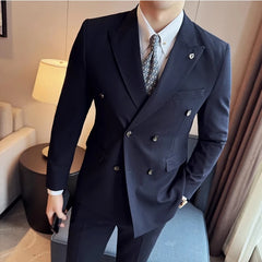 2024 Spring New Ins British Style (suit + Trousers) Trend Slim-fit Business Gentleman Men's Suit Suit Large Size Two-piece Set