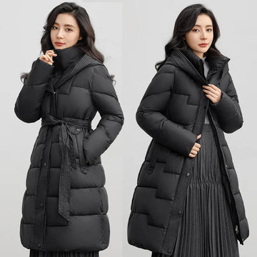 new Winter Parkas Thick Down Cotton Jacket Women Korean Fashion hooded Mid-Length Puffer padded coat loose Female Clothes T739