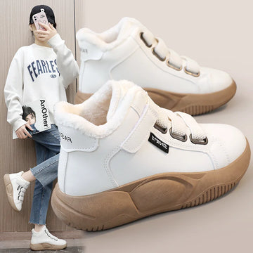 Women's Winter Casual Cotton Boots Thick Bottom High Top Non Slip Were Resistant Plush Warm Cotton Large Size Shoes