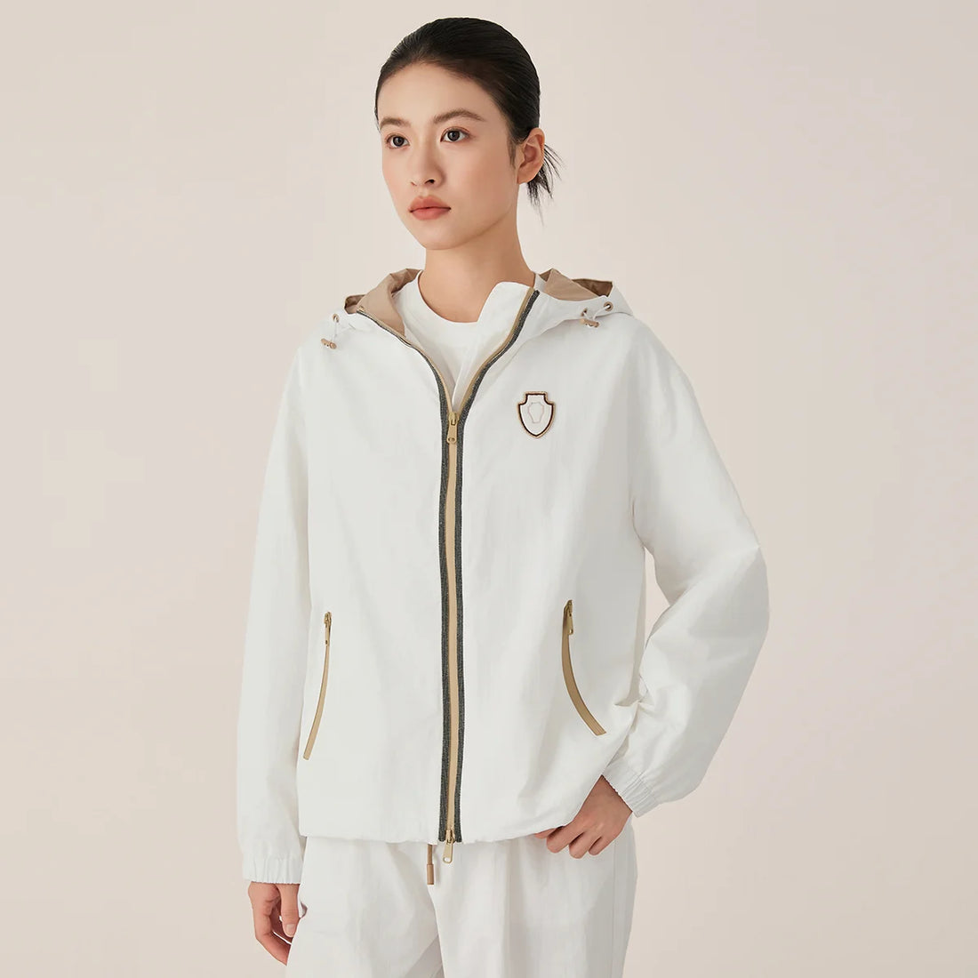 KX7523314 Women's Hooded Long Sleeve Cotton Blend Jacket Full Zipper Fall Fashion Outerwear