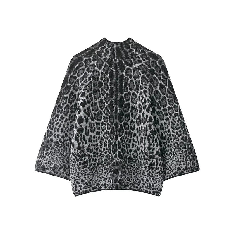 Willshela Women Fashion Printed Knitted Pullover Sweater Vintage O-Neck Long Wide Sleeves Female Chic Lady Tops