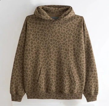 Unisex Leopard Print Hooded Sweatshirt Streetwear Fashion Street Style Pullover Hoodie for Men Women Spring Autumn New