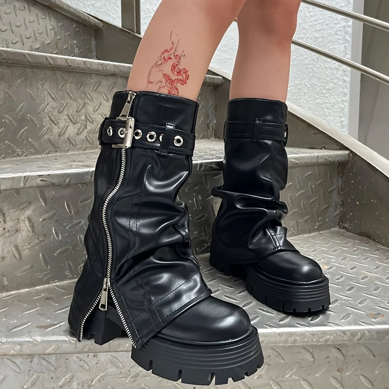 Brown Thick Soled Shoes for Women, The New Style Looks Slim and Petite, with A British Style Thick Heel and Retro Short Boots