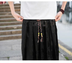 FGKKS 2023 Outdoor Brand Pants For Men Lce Silk Dragon Dark Flower Loose Bloomers High Quality Wide Leg Casual Pants Male