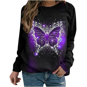 Butterfly Pattern 3D Print Hoodies Women Sweatshirts Long Sleeve Y2k Hoodie Streetwear Oversized Pullovers Tops Woman Clothing