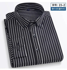 Spring summer men's long-sleeved shirt elastic anti-wrinkle tooling business casual free ironing comfortable breathable slim fit