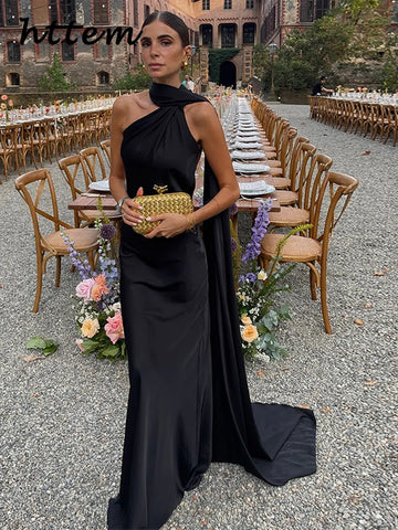 Elegant Ribbon Satin Long Party Dress Women Solid Sleeveless Backless Female Dresses 2026 Spring Summer Lady Chic Evening Gowns