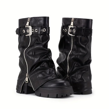 Brown Thick Soled Shoes for Women, The New Style Looks Slim and Petite, with A British Style Thick Heel and Retro Short Boots
