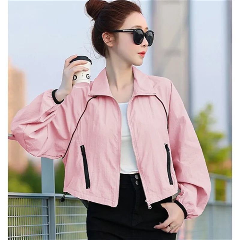 Sun Protection Clothing Women Loose Coat 2025 New Summer Female Stand Collar Light Breathable Jacket Fashion Short Outwear T1050