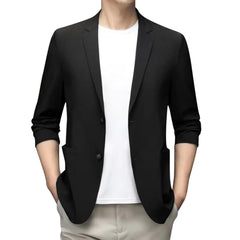 Men Blazer Solid Anti-Wrinkle Ultra Thin Suit Jacket Spring Autumn Breathable Stretch Casual Suit Plus Size Lightweight Blazers