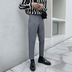 Draped Slim Fit Men's Suit Pants Smooths Your Silhouette Youth Korean Trendy Business Casual Trousers Nine Points