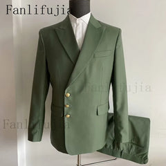 Fanlifujia 2024 New Designed Side Buttons Blazer Fashion Men Suits Navy Formal Costume Homme Italy Style Groom Wedding Tuxedos