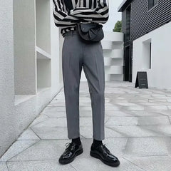 Draped Slim Fit Men's Suit Pants Smooths Your Silhouette Youth Korean Trendy Business Casual Trousers Nine Points