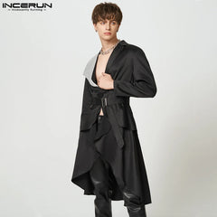 INCERUN Tops 2023 American Style Handsome Men Fashion Flash Splicing Swallowtail Blazer Casual Party Male Long Sleeve Suit S-5XL