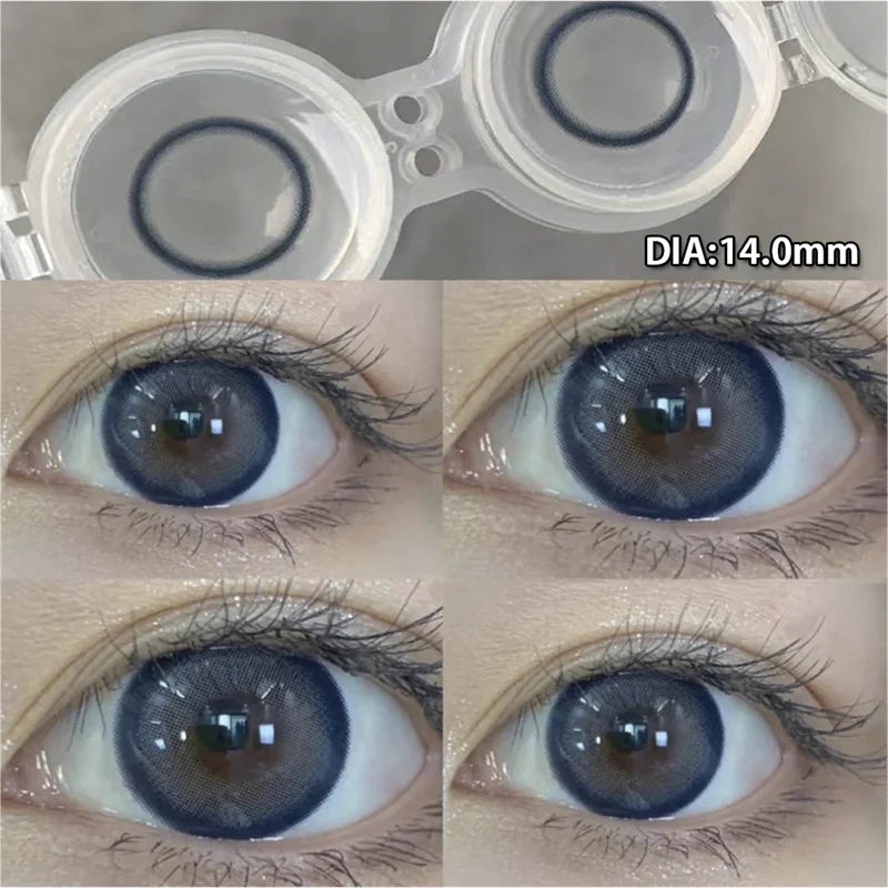 1 Pair Super Beauty Colored Contact Lenses Natural Pupils Comestic Eye Lens 14.5mm Yearly Prescription Myopia Lens Cosmetics