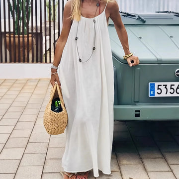 2025 Bohemian Backless Beach Dress Sexy Strapless Cross-Border Women's Summer New Arrival Long Evening Gown Loose Waist