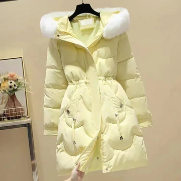 Women's Thickened down Jacket Mid-Length Cotton Puffer Coat Winter Fashion Korean Style Outerwear Warm Comfortable Coat