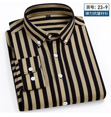 Spring summer men's long-sleeved shirt elastic anti-wrinkle tooling business casual free ironing comfortable breathable slim fit