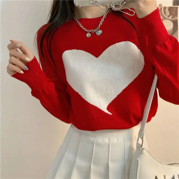 Spring Autumn Long Sleeve Slim Sweet Pullovers Top Youth All-match Contrast Korean Sweaters Fashion High Street Women Clothing