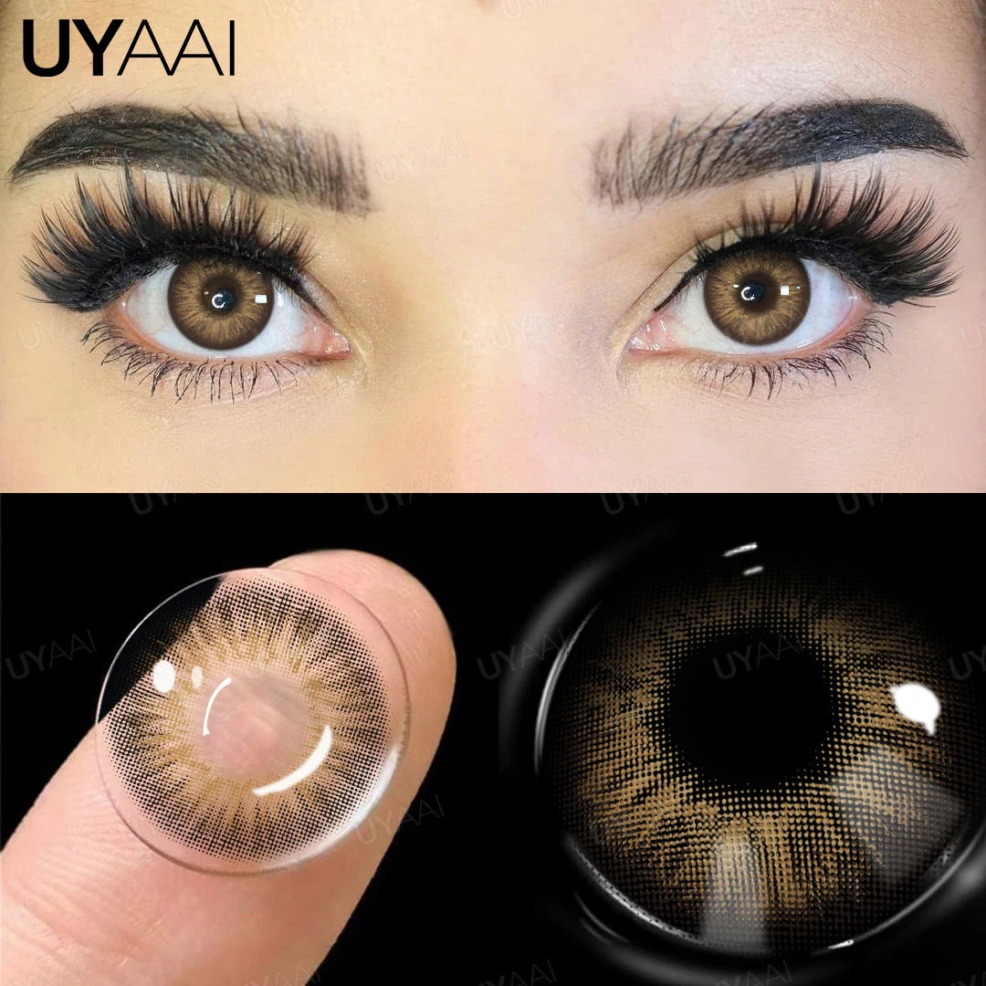UYAAI Myopia Colored Contact Lenses for Eyes Brown Big Eye Lens Blue Eye Contacts Green Lense Degree Pupils with Diopters