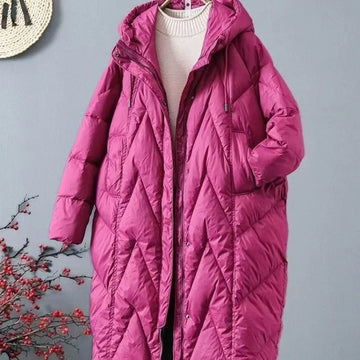 Down Cotton 2025 New Winter Women's Loose and Thick Fitting Hooded Long Over The Knee Cotton Jacket Women Warm Down Cotton Coat