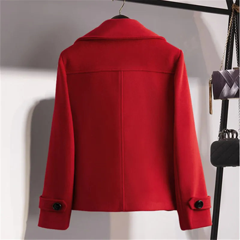 Autumn Winter Woolen Coat Women 2026 New Fashion Double-Breasted Short Wool Jacket Female Temperament Slim Outerwear Tide T1509