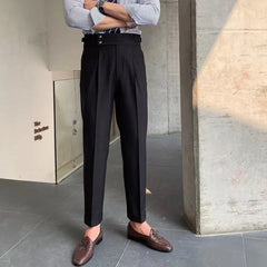 British High Waist Straight Pants Men Social Trousers Pant Italian Mens Formal Pant Pantalones Hombre 2023 Dress Ankle Pants Men