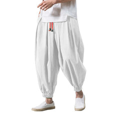 New Oversize Men Loose Harem Pants Spring Fall Cotton Linen Overweight Sweatpants High Quality Casual Brand Trousers Male