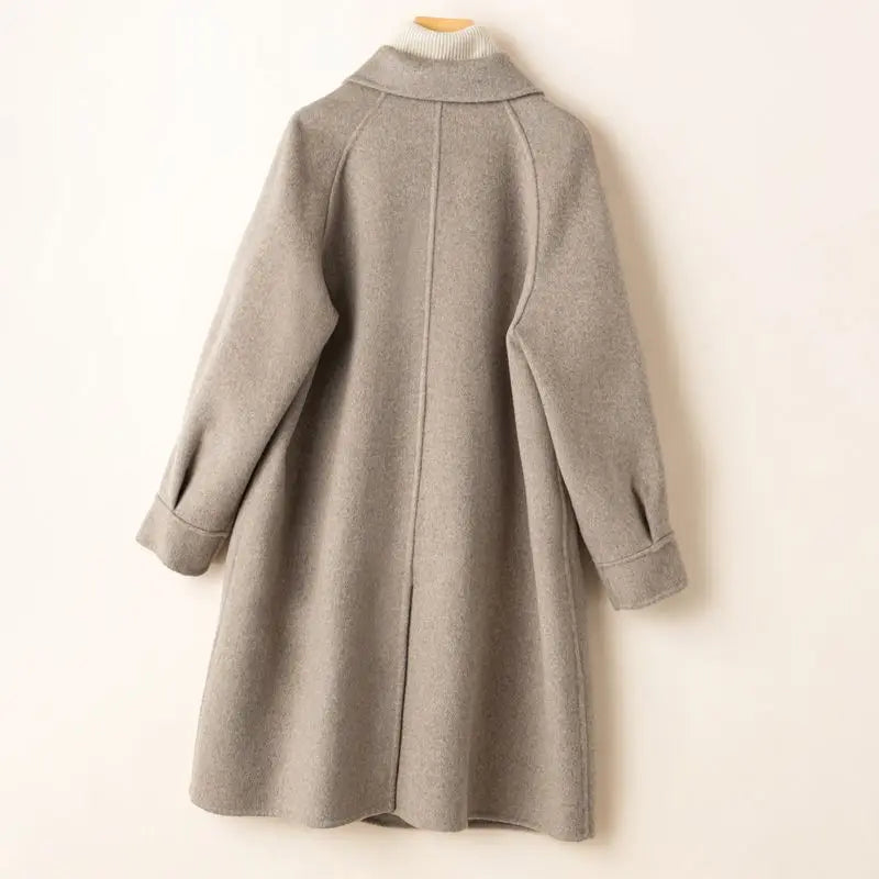 Autumn Winter New Double-Sided Cashmere Coat Women Mid-Length Doll Collar Korean High-End Loose Wool Jacket Female Overcoat T858