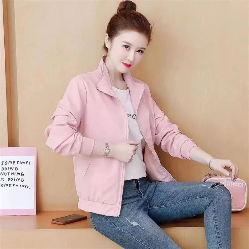 2025 New Autumn Women Jacket Coat Long Sleeve Casual Jackets Windbreaker Female Pocket Zipper Jacket Loose Outwear