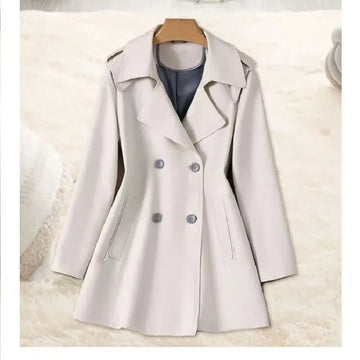 Spring Autumn New Suit Collar Trench Coat Women Fashion Korean Double-Breasted Mid-Length Slim Windbreaker Ladies Overcoat T913