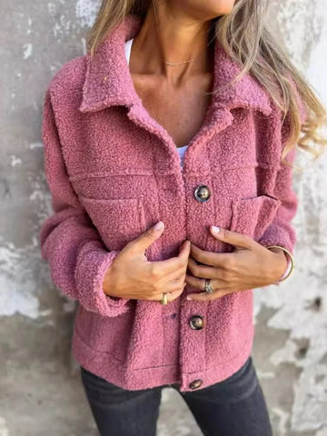 Autumn New Women'S Fleece Thick Jackets Fashion Solid Color Loose Casual Cardigan Warm Long Coats  Ladies Commuting Overcoats