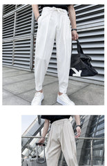 2023 Summer Elastic Waist Drape Suit Pants Men Business Office Casual Pants Male Fashion Loose Social Party Formal Trousers