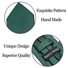 Dark Green Silk Solid Men Ties With Pocket Square Cufflinks Set Elegant Woven High Quality Suit Necktie Wedding Party Barry.Wang