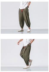 FGKKS New Oversize Men Loose Harem Pants Autumn Chinese Linen Overweight Sweatpants High Quality Casual Brand Trousers Male