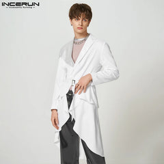 INCERUN Tops 2023 American Style Handsome Men Fashion Flash Splicing Swallowtail Blazer Casual Party Male Long Sleeve Suit S-5XL