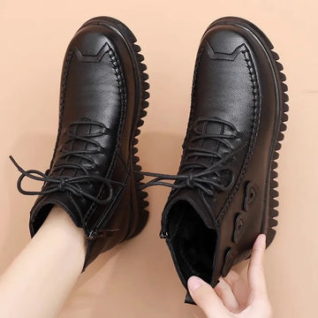 High Quality Black ankle boots for women leather booties zip deco woman winter 2023 waterproof rain snow boots ladies fur shoes