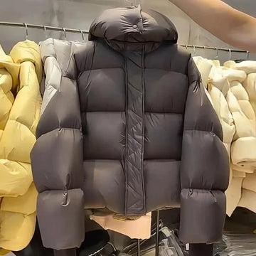 Fashion Women Down Jackets 2025 New Female Stand Collar Puffer Jacket Casual Loose Hooded Parkas