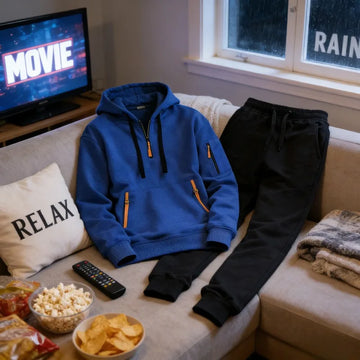 Men's Zipper Hoodie Set with Pockets for Sports Autumn Winter Wear Plain Sweatshirt Sportswear Outfit