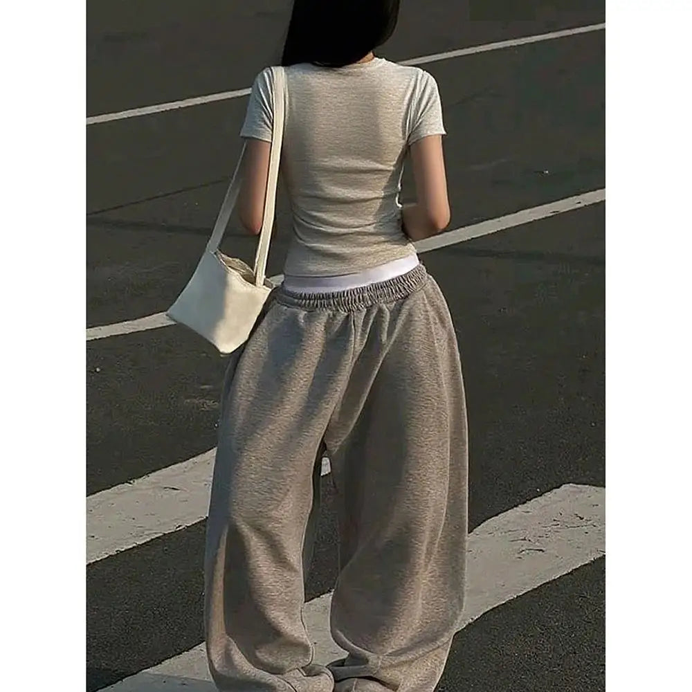 Loose Women's Casual Pants Street Style Retro Trendy Spring Autumn New Fashionable Long Trousers Comfortable Polyester Fiber
