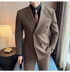 2024 Spring New Ins British Style (suit + Trousers) Trend Slim-fit Business Gentleman Men's Suit Suit Large Size Two-piece Set