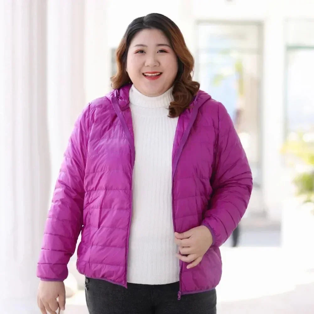 2024 Plus Size 7xl 6xl 5xl Fall Women's Lightweight Down Coats Hooded Jackets Autumn Water-Resistant Packable Winter Warm Female