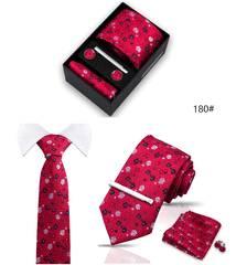 Tie For Men Tie Clips Set Silk Necktie Man Wedding Blouses Dress Cufflinks Gift Box Pocket Square Clip Business Skinny Gravetas