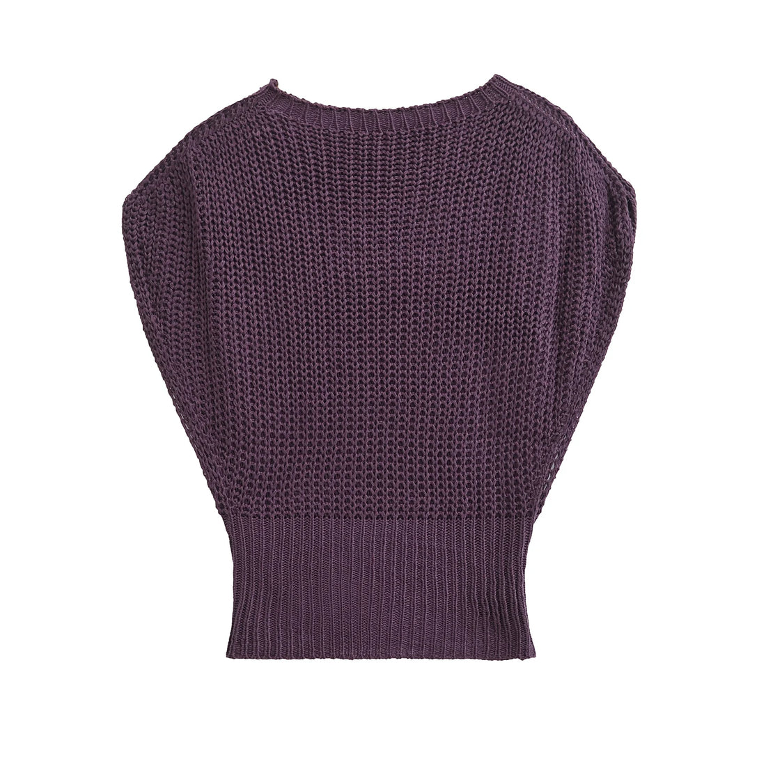 Women Fall Sweater Sleeveless Knitted Loose Pullover O Neck Purple Color Lady Sweater Women Clothing Streetwear 5536/100